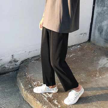 Riolio Pleated Pants Men Summer Straight Casual Pants Men Japanese Streetwear Loose Ice Silk Pants Mens Wide Leg Pants Man Trousers
